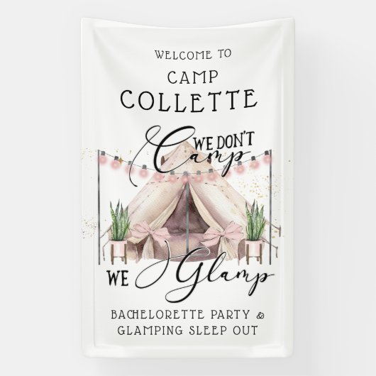 Boho Bachelorette Glamping Party Onder De Sterren Spandoek (Verticaal)