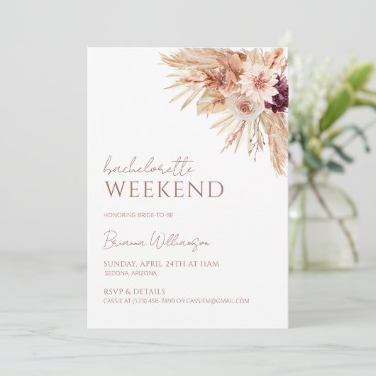 Boho Bachelorette Party Invitation and Itinerary Kaart (Staand voorkant)