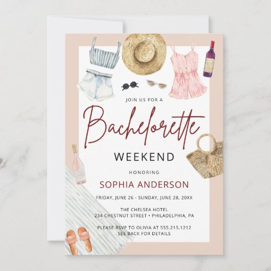 Boho Bachelorette Winery Weekend Itinerary Kaart (Voorkant)