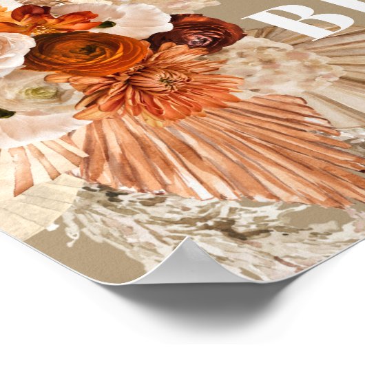 Boho bagger palm pampas gras oranje fotoprop poster (Hoek)