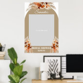 Boho bagger palm pampasgras oranje fotoprop poster (Thuiskantoor)