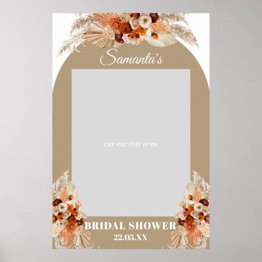 Boho bagger palm pampasgras oranje fotoprop poster (Voorkant)
