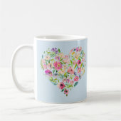 Boho Bailee | Blue Pastel Floral Heart Initiaal Koffiemok (Links)