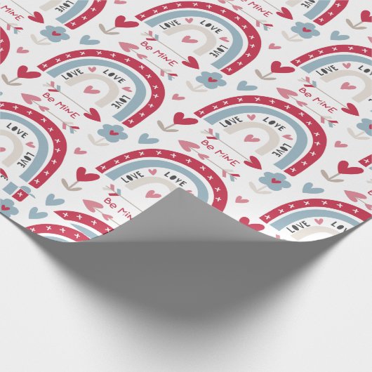 Boho Bainbow Valentijnsdag Pattern Cadeaupapier (Hoek)