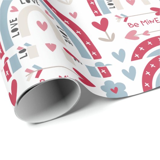 Boho Bainbow Valentijnsdag Pattern Cadeaupapier (Rol Hoek)