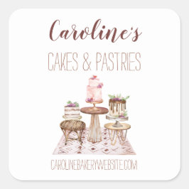 Boho Bakkerij Boutique, Cupcakes & gebak S Vierkante Sticker