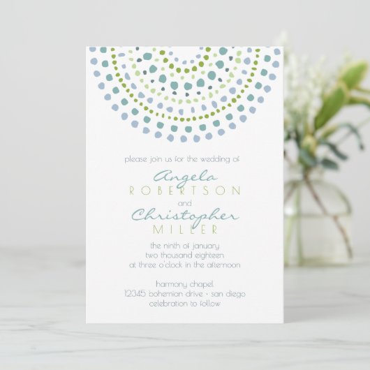 Boho Bali Green Jewels Wedding Kaart (Staand voorkant)