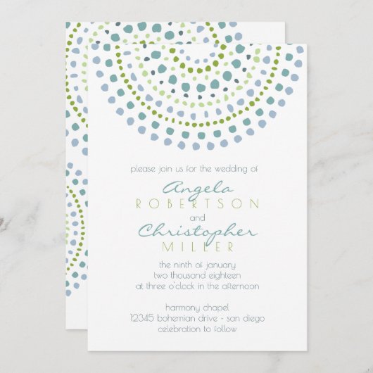 Boho Bali Green Jewels Wedding Kaart (Voorkant / Achterkant)