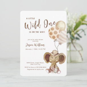Boho Ballon Safari Olifant Jongen Baby Shower  Kaart