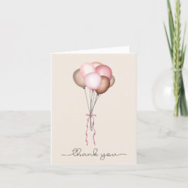 Boho Balloons-gedroogde pampas, roze, bruin, babym Bedankkaart