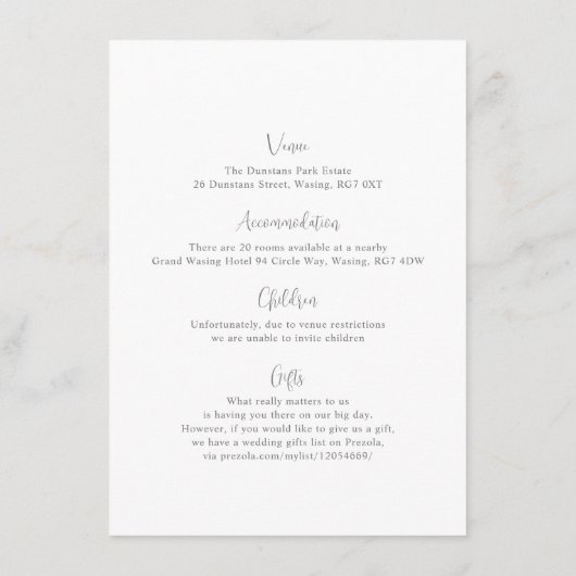 Boho Bamboe Botanisch blad Zacht Elegant groen Informatiekaartje (Achterkant)