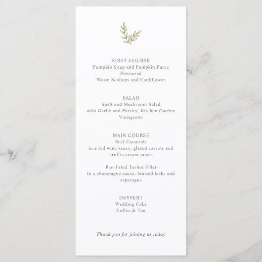 Boho Bamboe Botanisch blad Zacht Elegant groen Menu (Achterkant)