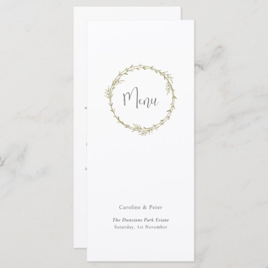 Boho Bamboe Botanisch blad Zacht Elegant groen Menu (Voorkant / Achterkant)