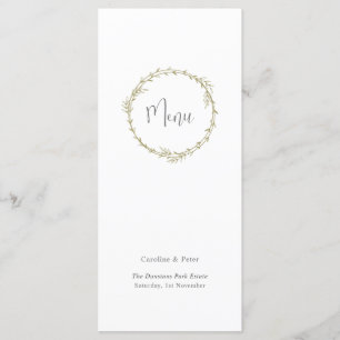 Boho Bamboe Botanisch blad Zacht Elegant groen Menu