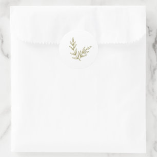 Boho Bamboe Botanisch blad Zacht Elegant groen Ronde Sticker
