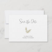 Boho Bamboe Botanisch blad Zacht Elegant groen Save The Date (Voorkant)