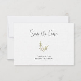 Boho Bamboe Botanisch blad Zacht Elegant groen Save The Date