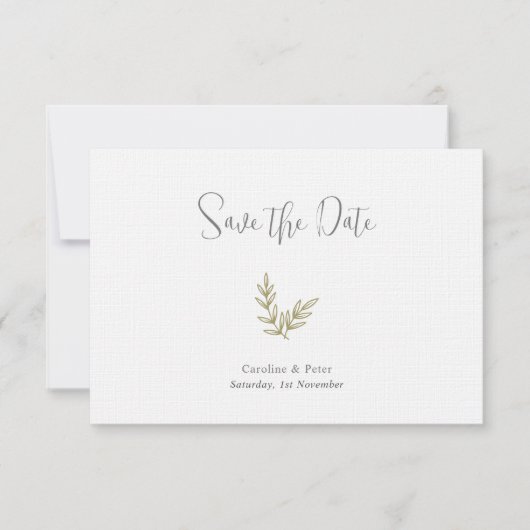Boho Bamboe Botanisch blad Zacht Elegant groen Save The Date (Voorkant)