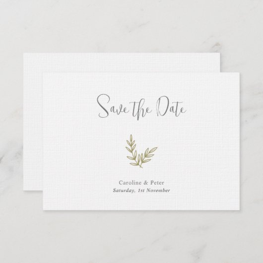 Boho Bamboe Botanisch blad Zacht Elegant groen Save The Date (Voorkant / Achterkant)