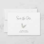 Boho Bamboe Botanisch blad Zacht Elegant groen Save The Date (Voorkant)