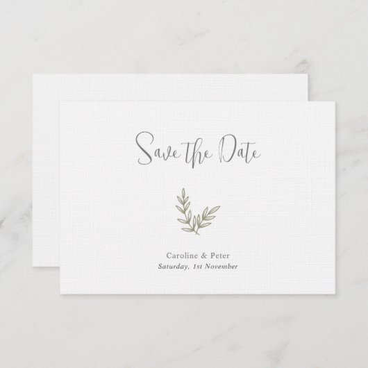Boho Bamboe Botanisch blad Zacht Elegant groen Save The Date (Voorkant / Achterkant)