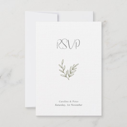 Boho Bamboe Botanisch Blad Zachte Elegante Groenbl RSVP Kaartje (Voorkant)