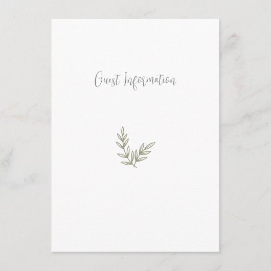 Boho Bamboe Botanisch Blad Zachte Elegante Groenel Informatiekaartje (Voorkant)