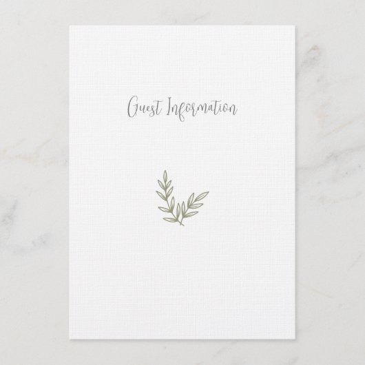 Boho Bamboe Botanisch Blad Zachte Elegante Groenel Informatiekaartje (Voorkant)