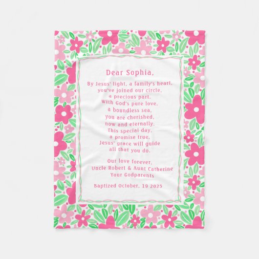 Boho Baptism Gift Personal Prayer Fleece Blanket (Voorkant)