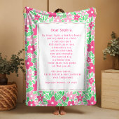 Boho Baptism Gift Personal Prayer Fleece Blanket  Deken