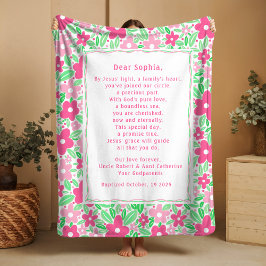 Boho Baptism Gift Personal Prayer Fleece Blanket  Deken