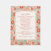 Boho Baptism Gift Personal Prayer Fleece Blanket Deken (Voorkant)