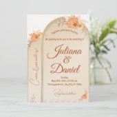 Boho Baptism Uitnodigen, Pampas Grass Boho bruilof Kaart (Staand voorkant)