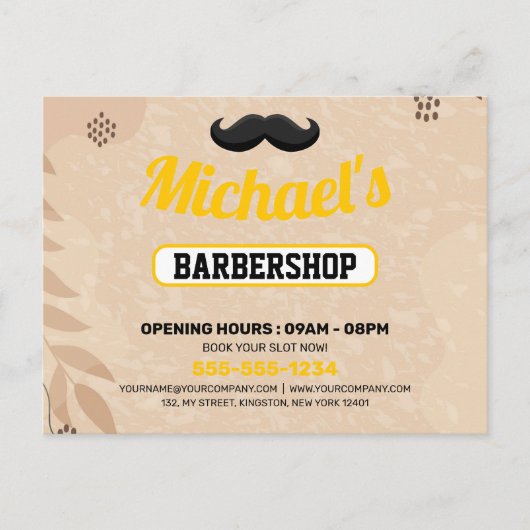 Boho Barbershop Marketing Postcard Briefkaart (Voorkant)