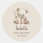 Boho Barly Wachten Storybook Beer Baby shower Ronde Sticker (Voorkant)