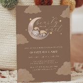 Boho Barly Wait Cub Brown Moon Star Baby shower Kaart