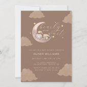 Boho Barly Wait Cub Brown Moon Star Baby shower Kaart (Voorkant)