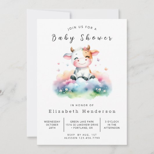 Boho Barn Calf Koe Baby shower Kaart (Voorkant)