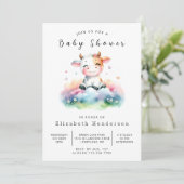 Boho Barn Calf Koe Baby shower Kaart (Staand voorkant)