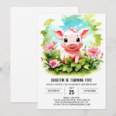 Boho Barnyard Adventures Piglet Meisje Verjaardag Kaart (Voorkant / Achterkant)