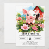 Boho Barnyard Vrienden Varken Meisje Verjaardag Kaart (Voorkant / Achterkant)