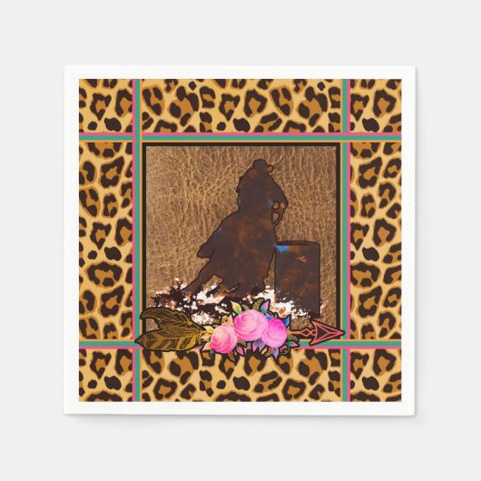 BOHO BARREL RACER LEOPARD PRINT DECOUPAGE PAPIER SERVET (Voorkant)