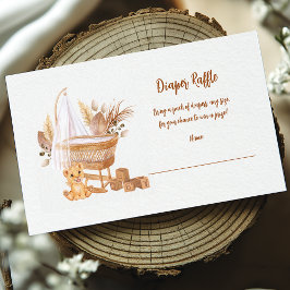 Boho Bassinet Baby Diaper Raffle Informatiekaartje