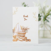 Boho Bassinet Nursery Baby shower Dank u wel Bedankkaart (Staand voorkant)