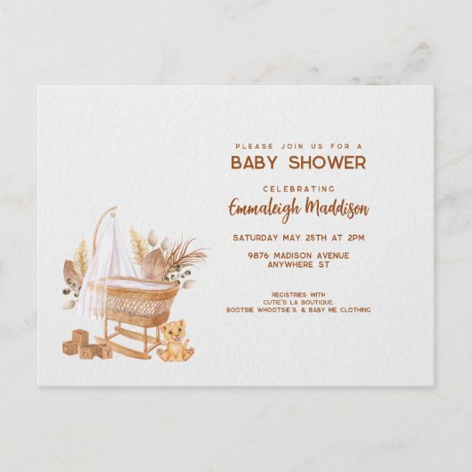 Boho Bassinet Nursery Baby shower Invitation Briefkaart (Voorkant)