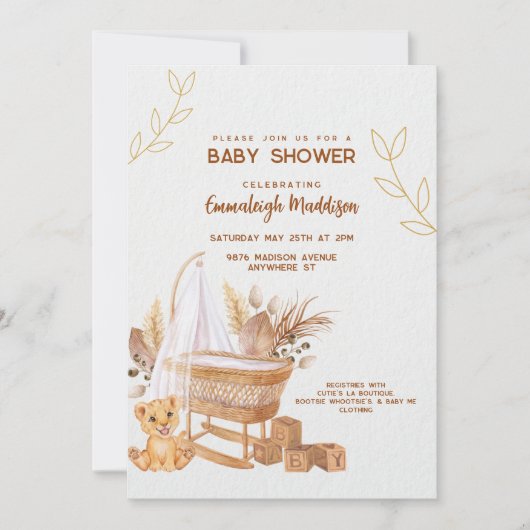 Boho Bassinet Nursery Baby shower Kaart (Voorkant)