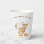 Boho Bassinet Nursery Baby shower Papieren Bekers (Achterkant)