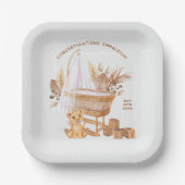 Boho Bassinet Nursery Baby shower Papieren Bordje (Voorkant)