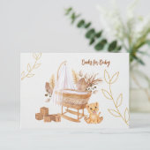 Boho Bassinet Nursery Books for Baby shower Game Informatiekaartje (Staand voorkant)