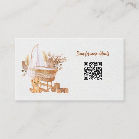Boho Bassinet Nursery QR-code Informatiekaartje (Voorkant)